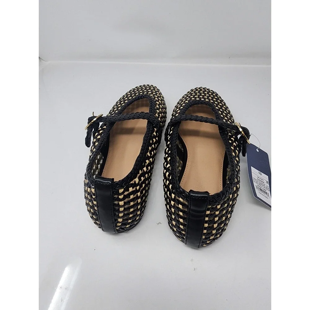 Universal Thread Womens Woven Mary Jane Flats Black Textile Casual Size 10